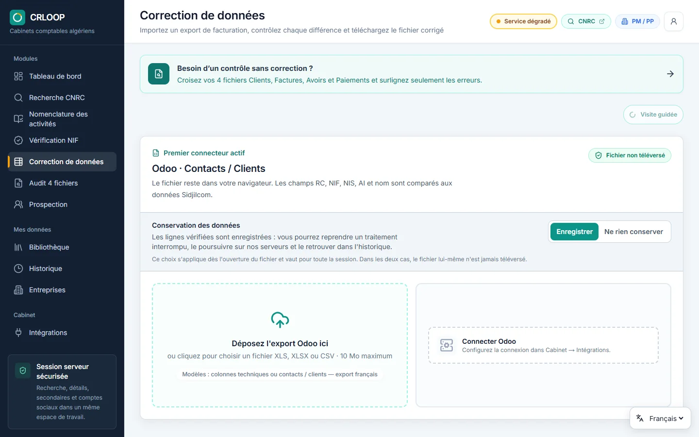 Importez le fichier clients