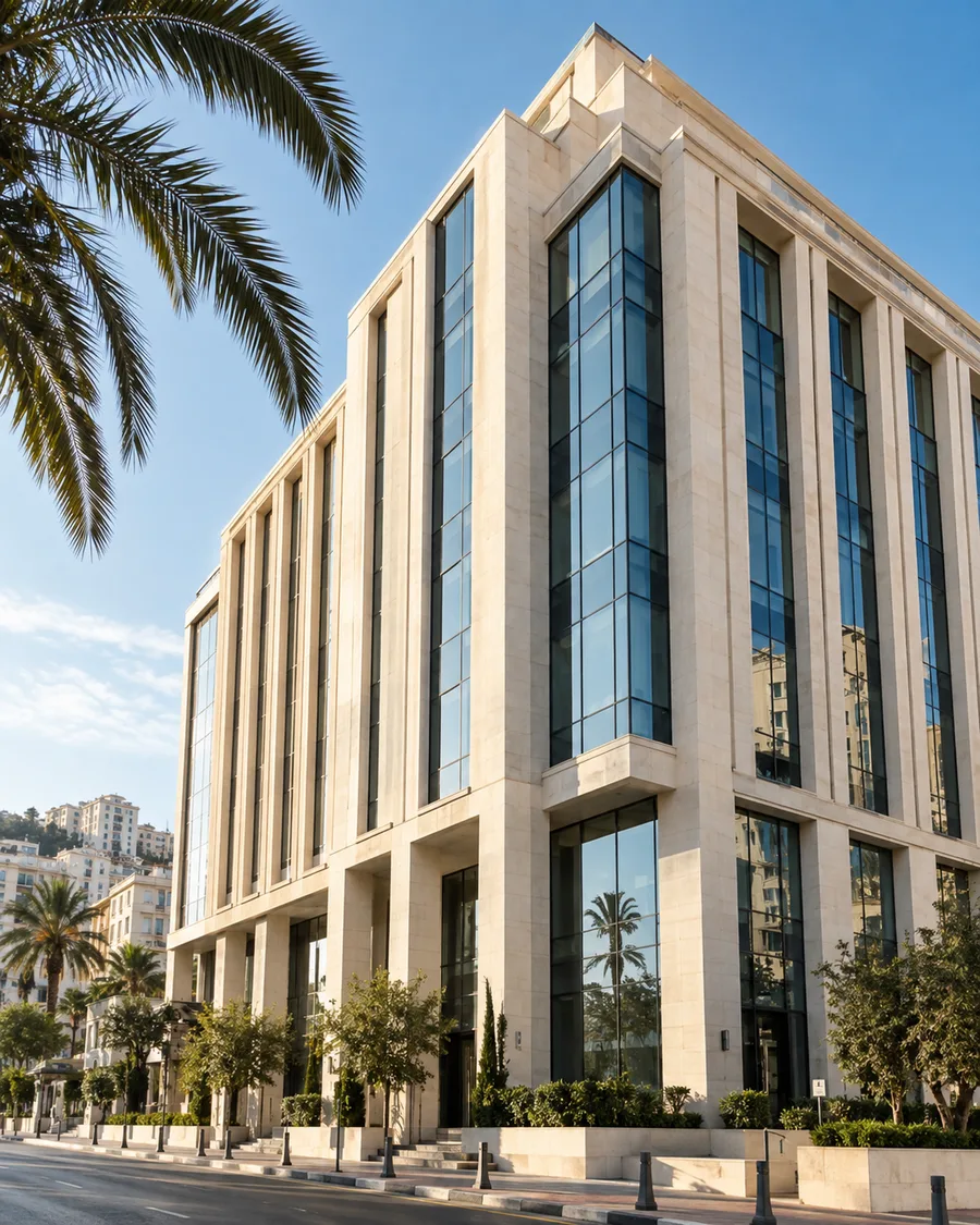 Illustration d’un immeuble de bureaux contemporain en Algérie
